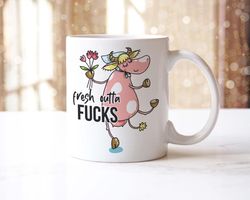 funny cow mug & coaster set rude humorus tea coffee cow work office gift for her