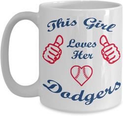 girl loves dodgers baseball ceramic coffee mug tea cup
