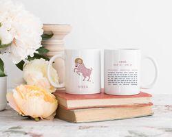 aries zodiac themed mug  gift for her born in march  april birthday  aries birthday gift