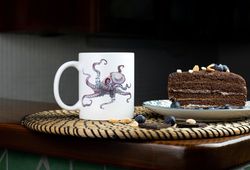 octopus coffee mug 11 oz  octopus gift, octopus lover, deep sea love, deep sea creature, deep sea monster, octopus illus