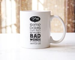 not enough bad words - funny sarcastic novelty coffee tea cup high quality ceramic mug and coaster gift set