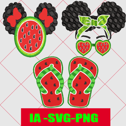 summer, minnie head afro american girl, mom with glasses, tongs, svg