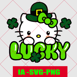 lucky kitty svg, lucky svg, saint-patrick svg, kawaii kitty svg, cricut, silhouette vector cut file