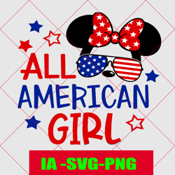 all american girl mouse svg, usa 4 juillet svg, american girl 4 juillet svg, cricut, silhouette vector cut file