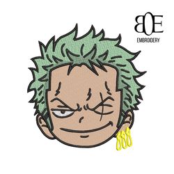 anime inspired embroidery design, zoro machine embroidery, cartoon embroidery, embroidery pattern, one piece trendy file