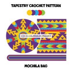 tapestry crochet bag pattern, wayuu mochila bag, tote bag, beach bag, shoulder bag, boho handbag / 922