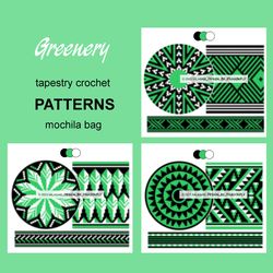 crochet pattern using tapestry technique - set greenery 82