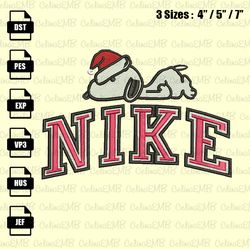 nike snoopy christmas embroidery design, christmas embroidery file, instant download