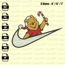 winnie the pooh christmas clip art embroidery design, christmas embroidery file, instant download