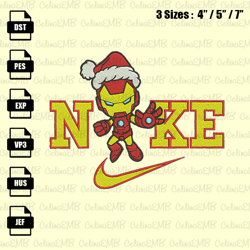 nike santa ironman embroidery design, christmas embroidery file, instant download