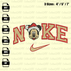 nike mickey santa christmas embroidery design, christmas embroidery file, instant download