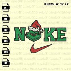 nike grinch face christmas embroidery design, christmas embroidery file, instant download