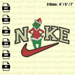 nike grinch christmas embroidery design, christmas embroidery file, instant download