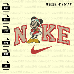 nike minnie mouse christmas embroidery design, christmas embroidery file, instant download