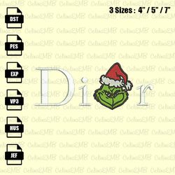 dior grinch christmas embroidery design, christmas embroidery file, instant download