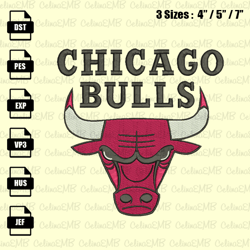 chicago bulls embroidery design, nba embroidery file, instant download