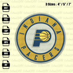 indiana pacers embroidery design, nba embroidery file, instant download
