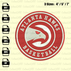 atlanta hawks embroidery design, nba embroidery file, instant download