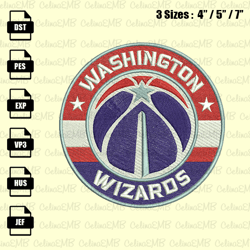 washington wizards embroidery design, nba embroidery file, instant download