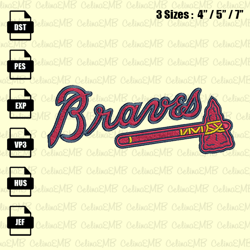 atlanta braves embroidery design, mlb embroidery file, instant download