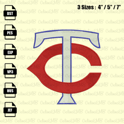 minnesota twins embroidery design, mlb embroidery file, instant download