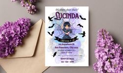 wednesday addams birthday invitation download for print or text 5x7 editable digital halloween printable template