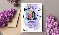 digital wednesday addams birthday invitation download for print or text 5x7 editable wednesday printable invite template