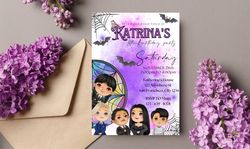 wednesday addams birthday invitation download for print or text 5x7 editable digital wednesday printable template