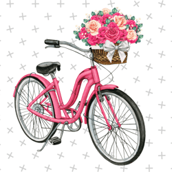 vintage floral pink bike png clipart