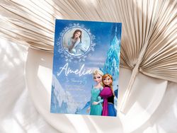 Frozen Elsa and Anna Birthday Invitation Download for Print or Text 5x7, Editable Digital Printable Invite Template