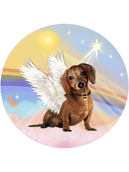 dachsund angel in heavens clouds