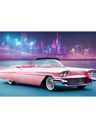 pink cadillac car retro classic