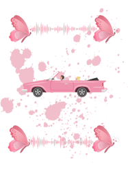 pink cadillac pink car and butterfly