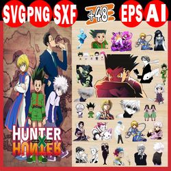 48 files hunter x hunter svg bundle design, love, manga, anime pack