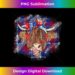 highland cow with bandana funny cow 4th of july patriotic - urban sublimation png design - rapidly innovate your artistic vision
