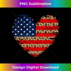 american flag heart 4th of july leopard print usa patriotic - artisanal sublimation png file - tailor-made for sublimation craftsmanship