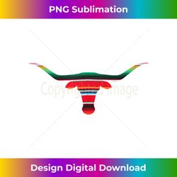 mexican longhorn bull skull in serape pattern - futuristic png sublimation file - tailor-made for sublimation craftsmanship