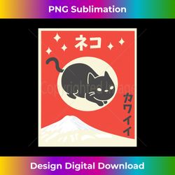 kawaii cat japanese black anime cat long sleeve - edgy sublimation digital file - reimagine your sublimation pieces