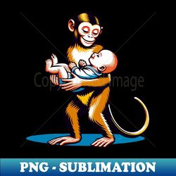 monkey carrying a baby - stylish sublimation digital download