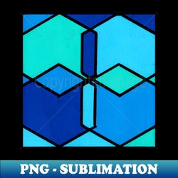 blue geometric abstract acrylic painting - exclusive sublimation digital file