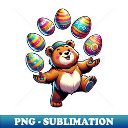 easter bear juggling easter eggs cute cartoon design - png transparent sublimation file