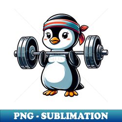 penguin workout dumbbells bench press fitness - special edition sublimation png file