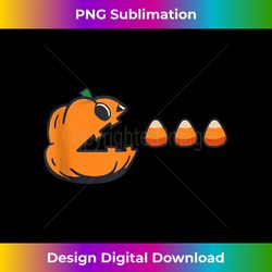 pumpkin eating candy corn - funny halloween retro gamer tank top - contemporary png sublimation design - animate your creative concepts