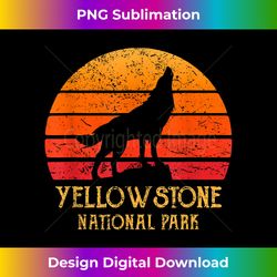 Retro Sun Yellowstone National Park Wolf Vintage Yellowstone - Luxe Sublimation PNG Download - Access the Spectrum of Sublimation Artistry