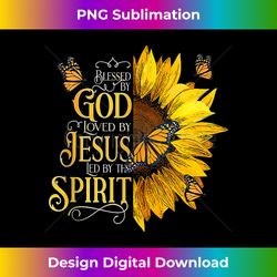 womens, loved by jesus, faith, sunflowers & butterflies tank t - edgy sublimation digital file - striking & memorable impressions