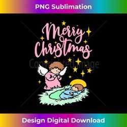 baby jesus with angel merry christmas nativity tank - crafted sublimation digital download - pioneer new aesthetic frontiers