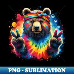 tie-dye bear peace sign hippie - png transparent sublimation design