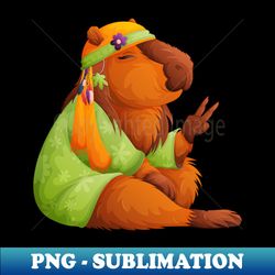 cute capybara in hippie clothes - sublimation-ready png file
