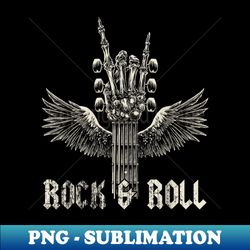 rock on guitar neck - rock & roll skeleton hand concert band
