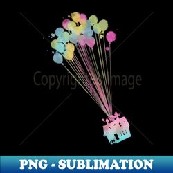 disney pixar up water color house balloons - decorative sublimation png file